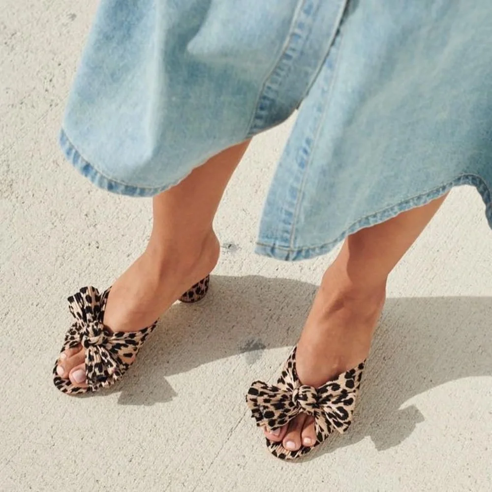 Loeffler Randall Penny Leopard Pleated Heel - Picture 6 of 8